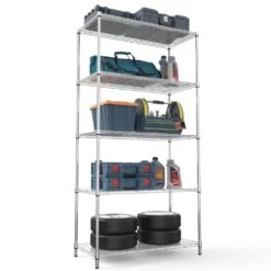 5 Tier Shelf Wire Shelving Unit-5T-1636-C-LKJ, 72H In Chrome 19 5 Tier Shelf Wire Shelving Unit-5T-1636-C-LKJ, 72H In Chrome -FURITURE SALE SHOP chrome tahanbath pantry organizers z w1550131997 fa 1000 1