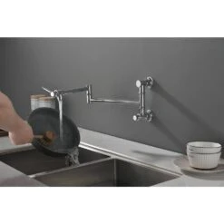 Wall Mount Pot Filler Faucet Wall Mount Pot Filler Faucet, Modern Brass Pot Filler 2-Attachment In Chrome -FURITURE SALE SHOP chrome tahanbath pot fillers y w928 104079 31 1000