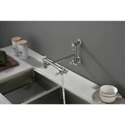 Wall Mount Pot Filler Faucet Wall Mount Pot Filler Faucet, Modern Brass Pot Filler 2-Attachment In Chrome -FURITURE SALE SHOP chrome tahanbath pot fillers y w928 104079 44 1000