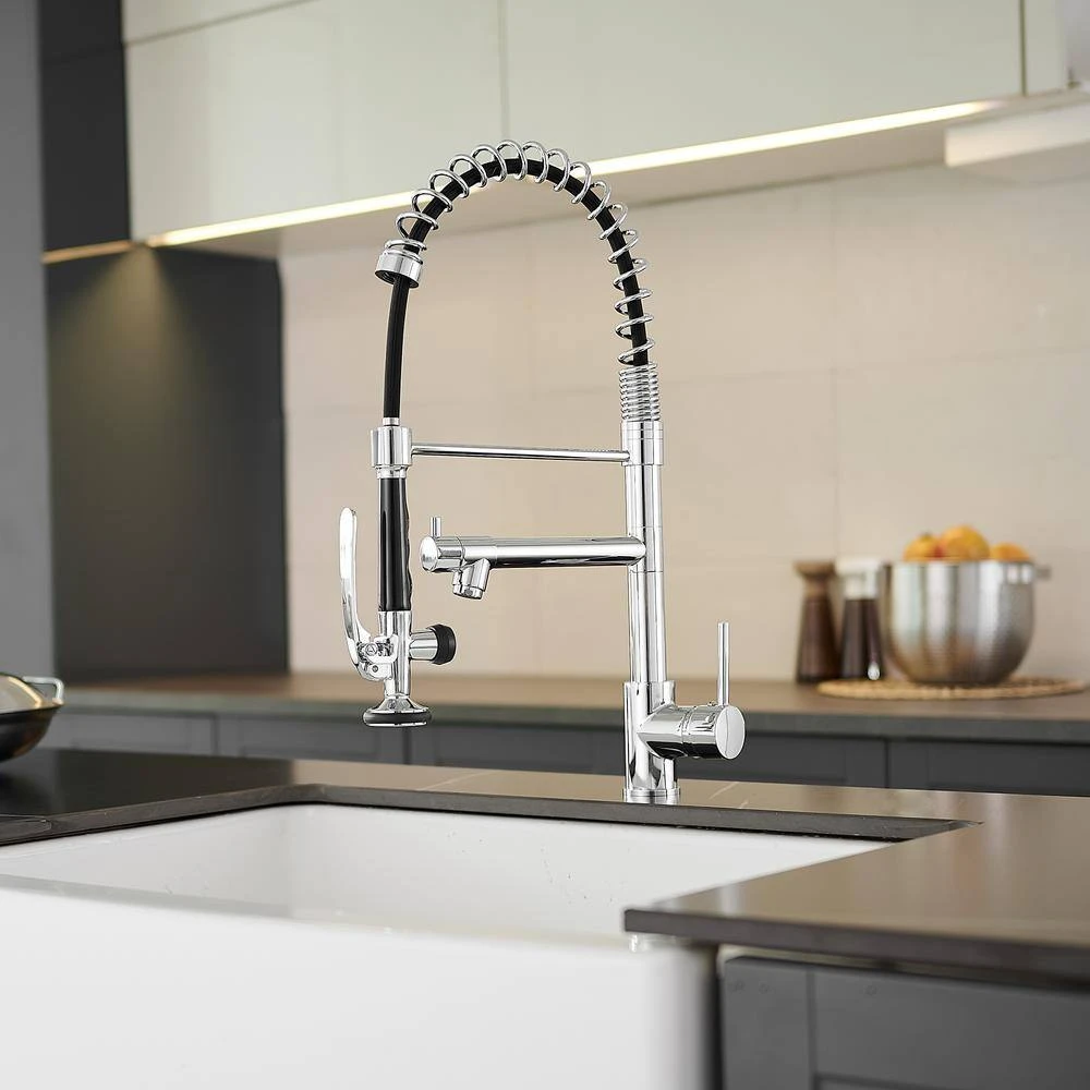 Kitchen Brass Sink Faucet With Single-Handle, Pull Down Sprayer Kitchen Faucet With 2 Spout In Chrome 2 Kitchen Brass Sink Faucet With Single-Handle, Pull Down Sprayer Kitchen Faucet With 2 Spout In Chrome - Image 2