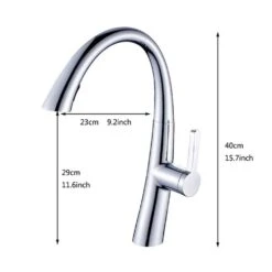 15.7 In. 360° Spout Swivel Kitchen Faucet With Pull Out Sprayer, Single Handle Kitchen Sink Faucet In Chrome -FURITURE SALE SHOP chrome tahanbath pull down kitchen faucets z w1932p156236 76 1000