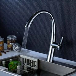 15.7 In. 360° Spout Swivel Kitchen Faucet With Pull Out Sprayer, Single Handle Kitchen Sink Faucet In Chrome -FURITURE SALE SHOP chrome tahanbath pull down kitchen faucets z w1932p156236 fa 1000