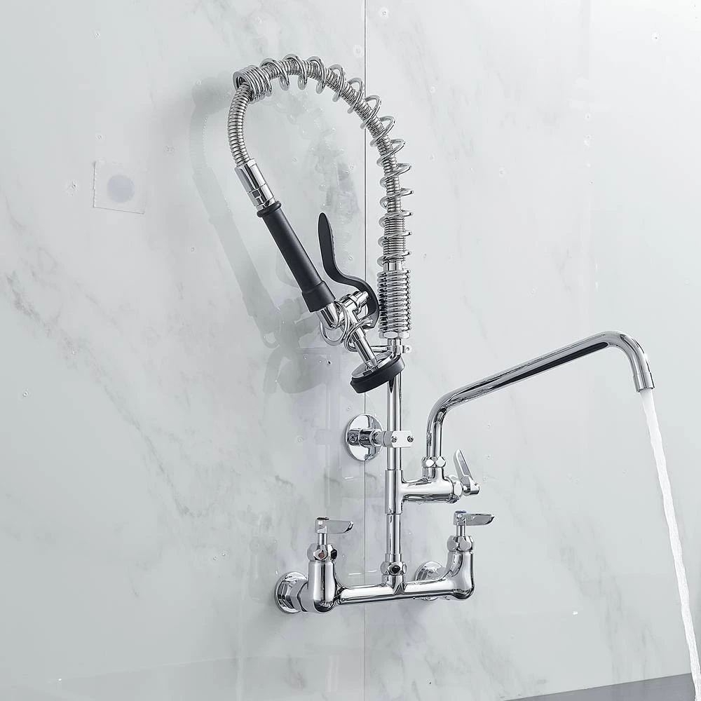 Triple Handle Pull Down Sprayer Kitchen Faucet In Chrome 6 Triple Handle Pull Down Sprayer Kitchen Faucet In Chrome - Image 6