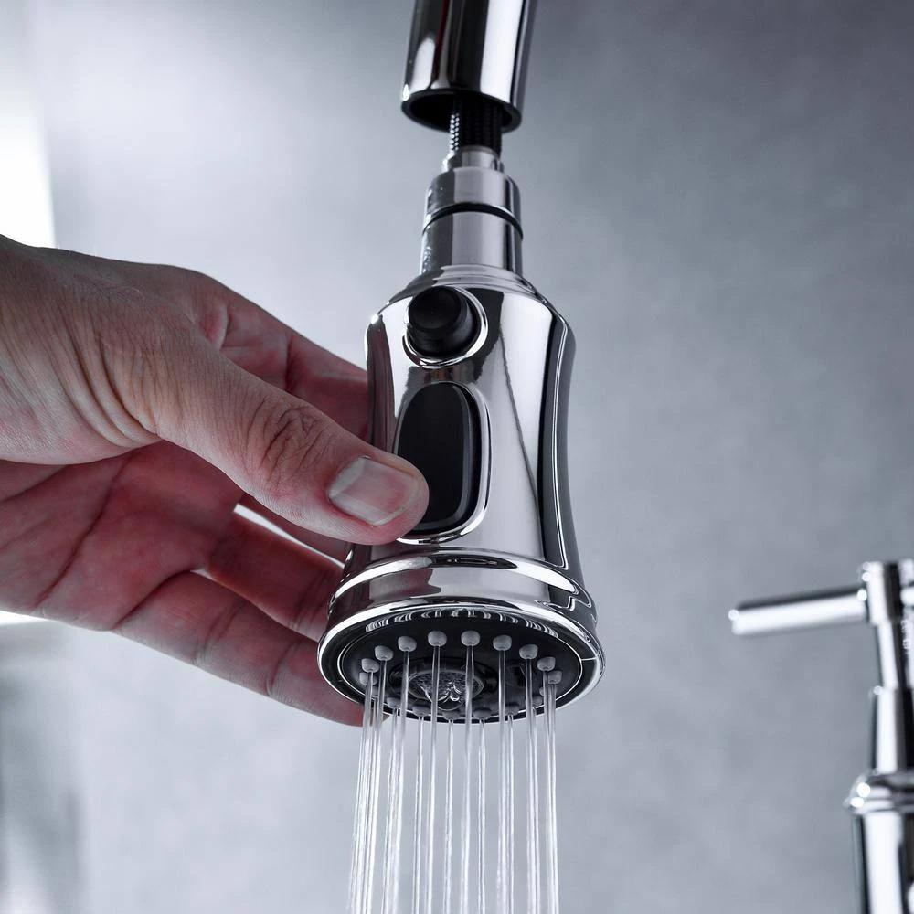 Double Handle Pull Down Sprayer Kitchen Faucet In Chrome 6 Double Handle Pull Down Sprayer Kitchen Faucet In Chrome - Image 6