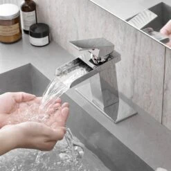 Sink Faucet With Deck Plate Waterfall Chrome Bathroom Faucets For Sink 1 Hole Or 3 Holes One Handle Faucets 13 Sink Faucet With Deck Plate Waterfall Chrome Bathroom Faucets For Sink 1 Hole Or 3 Holes One Handle Faucets -FURITURE SALE SHOP chrome tahanbath single hole bathroom faucets z w1932p181205 31 1000