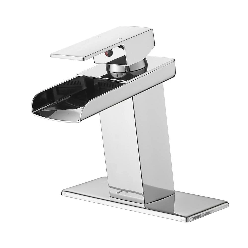Sink Faucet With Deck Plate Waterfall Chrome Bathroom Faucets For Sink 1 Hole Or 3 Holes One Handle Faucets 1 Sink Faucet With Deck Plate Waterfall Chrome Bathroom Faucets For Sink 1 Hole Or 3 Holes One Handle Faucets