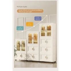 Ready To Assemble White Bath 25.59 In. X 15. 75 In. X 70. 87 In. With Magnetic Door Plastic Storage Cabinet With Wheels -FURITURE SALE SHOP cream white tahanbath ready to assemble kitchen cabinets z w2873p239389 1f 1000