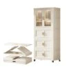 Ready To Assemble White Bath 25.59 In. X 15. 75 In. X 70. 87 In. With Magnetic Door Plastic Storage Cabinet With Wheels
