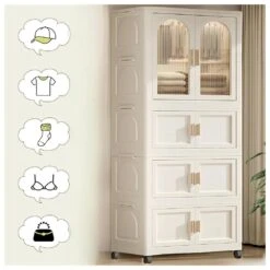 Ready To Assemble White Bath 25.59 In. X 15. 75 In. X 70. 87 In. With Magnetic Door Plastic Storage Cabinet With Wheels -FURITURE SALE SHOP cream white tahanbath ready to assemble kitchen cabinets z w2873p239389 76 1000