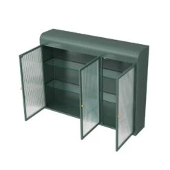 3-Door Arched Wall Mounted Glass Cabinets For Kitchen, Living Room And Bathroom (Dark Green) -FURITURE SALE SHOP dark green tahanbath pantry organizers z w757p221504 4f 1000