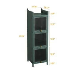 Modern 3-tier Glass Door Cabinet With Featuring 4-tier Storage, For Entryway, Dark Green -FURITURE SALE SHOP dark green tahanbath pantry organizers z w757p241565 1f 1000