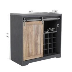 31 In. Farmhouse Barn Door Bar Cabinet For Living Room, Dining Room In Dark Grey -FURITURE SALE SHOP dark grey tahanbath pantry organizers z w88163709 1f 1000