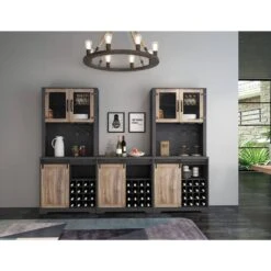 31 In. Farmhouse Barn Door Bar Cabinet For Living Room, Dining Room In Dark Grey -FURITURE SALE SHOP dark grey tahanbath pantry organizers z w88163709 44 1000