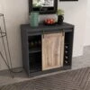 31 In. Farmhouse Barn Door Bar Cabinet For Living Room, Dining Room In Dark Grey