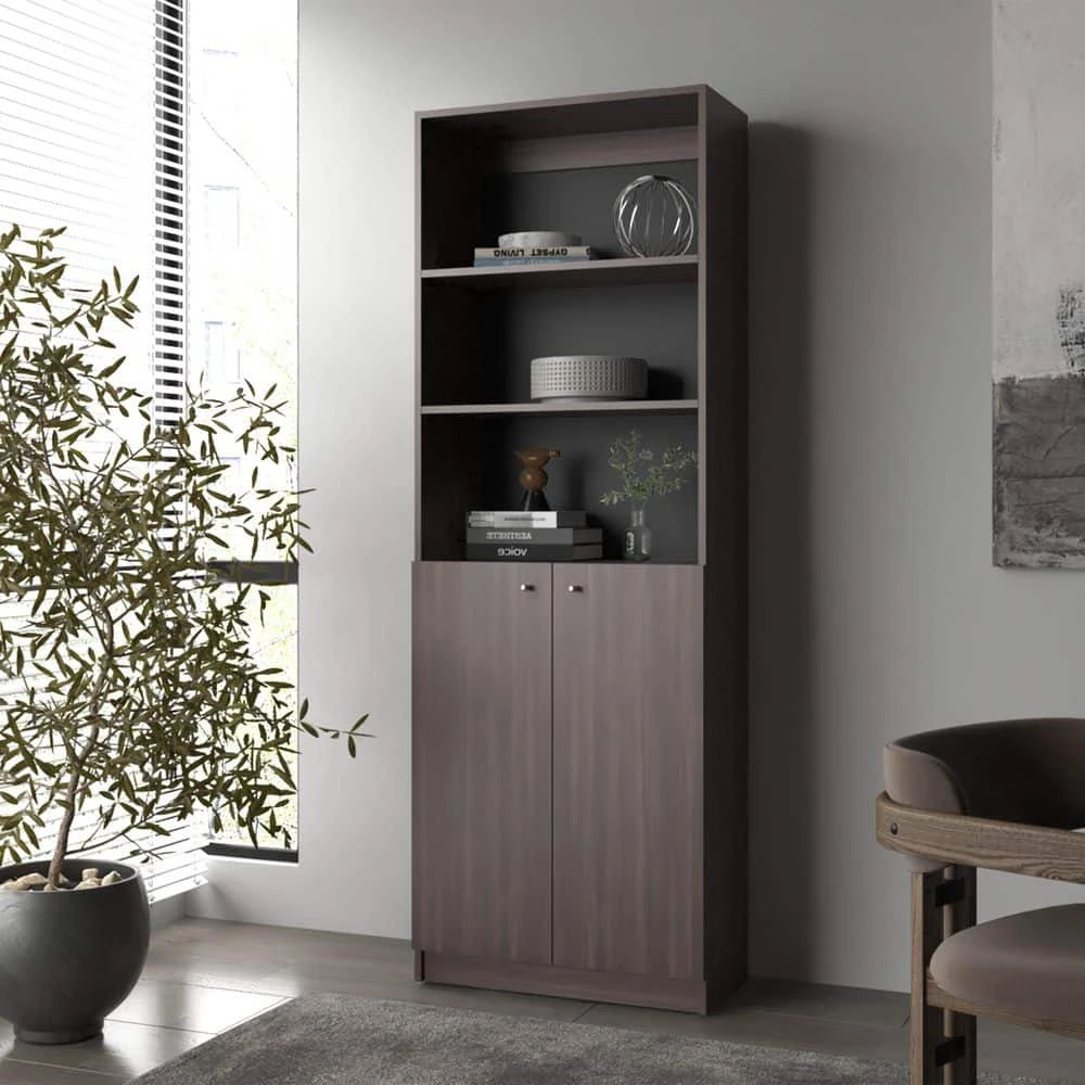 24.80 In. W X 12.40 In. D X 71.10 In. H Brown Particle Board Freestanding Linen Cabinet W/2-Doors In Dark Walnut 7 24.80 In. W X 12.40 In. D X 71.10 In. H Brown Particle Board Freestanding Linen Cabinet W/2-Doors In Dark Walnut - Image 7