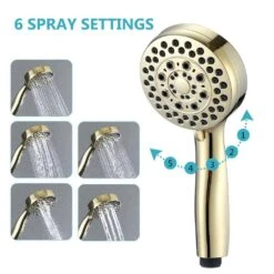 5-Spray Patterns With 2.5 GPM 3.5 In. Wall Mount High Pressure Handheld Shower Head In Gold -FURITURE SALE SHOP gold handheld shower heads w122467234 kxc 1f 1000