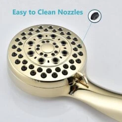 5-Spray Patterns With 2.5 GPM 3.5 In. Wall Mount High Pressure Handheld Shower Head In Gold -FURITURE SALE SHOP gold handheld shower heads w122467234 kxc 4f 1000