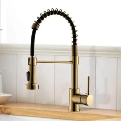 Single Handle Deck Mount Pull Down Sprayer Kitchen Faucet In Gold -FURITURE SALE SHOP gold pull down kitchen faucets q xy 289bg 40 31 1000