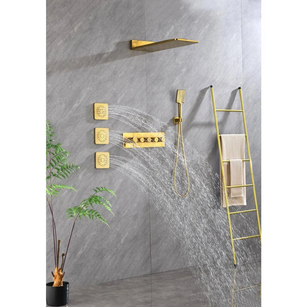 Single-Handle Claw Foot Tub Faucet With Hand Shower Body Shower Bodyspray (3pcs) In. Gold 8 Single-Handle Claw Foot Tub Faucet With Hand Shower Body Shower Bodyspray (3pcs) In. Gold - Image 8