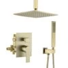 1-Spray Patterns With 2.3 GPM 10 In. Ceiling Mount Dual Shower Heads With Valve Included In Gold
