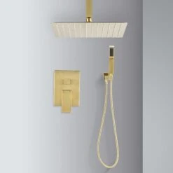 2-Spray 2.5 GPM Ceiling Mounted Dual Shower System Combo Set With Handheld And 10 In. Shower Head Gold 17 2-Spray 2.5 GPM Ceiling Mounted Dual Shower System Combo Set With Handheld And 10 In. Shower Head Gold -FURITURE SALE SHOP gold tahanbath dual shower heads z th6006 10bg 31 1000