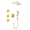 3-Spray Patterns Freestanding Round Dual Handheld Shower Head 1.8 GPM In Gold