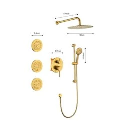 3-Spray Patterns Freestanding Round Dual Handheld Shower Head 1.8 GPM In Gold -FURITURE SALE SHOP gold tahanbath dual shower heads z w928104462 c3 1000
