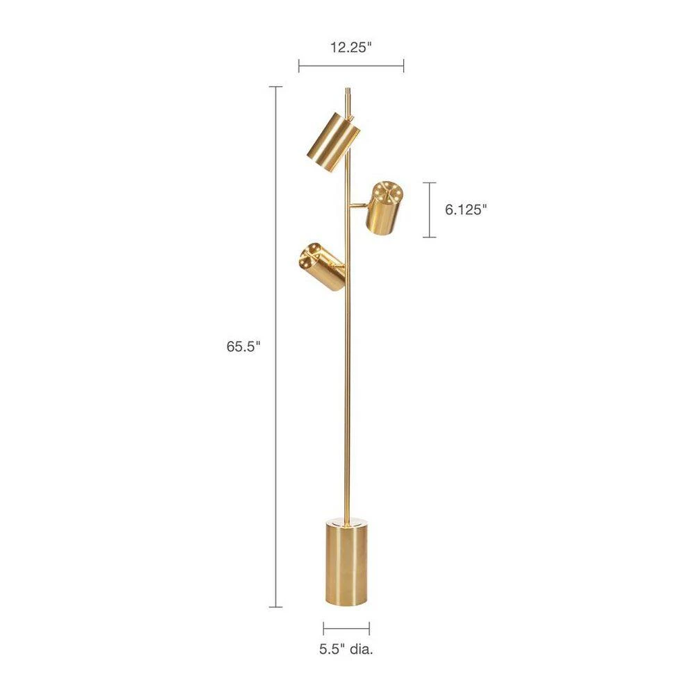 65.5 In. Gold Modern 3-Light Smart 1-Way (On/0ff) Standard Floor Lamp For Living Room With Metal Round Shade 2 65.5 In. Gold Modern 3-Light Smart 1-Way (On/0ff) Standard Floor Lamp For Living Room With Metal Round Shade - Image 2