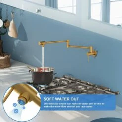 Pot Filler Faucet-Wall Mount Kitchen Sink Faucet Folding Stretchable With Single Hole 2-Handles, Gold -FURITURE SALE SHOP gold tahanbath pot fillers z w1243p262592 1f 1000