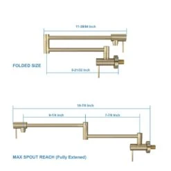 Pot Filler Faucet-Wall Mount Kitchen Sink Faucet Folding Stretchable With Single Hole 2-Handles, Gold -FURITURE SALE SHOP gold tahanbath pot fillers z w1243p262592 76 1000