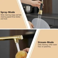 Commercial Kitchen Faucet With Pull Down Sprayer, Single Handle Single Lever Kitchen Sink Faucet Brushed Gold Faucet -FURITURE SALE SHOP gold tahanbath pull down kitchen faucets z w1932p172311 44 1000