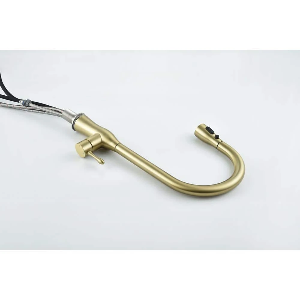 17.5-Single Handle Pull Down Sprayer Kitchen Faucet 360° Spout Swivel In Gold 4 17.5-Single Handle Pull Down Sprayer Kitchen Faucet 360° Spout Swivel In Gold - Image 4