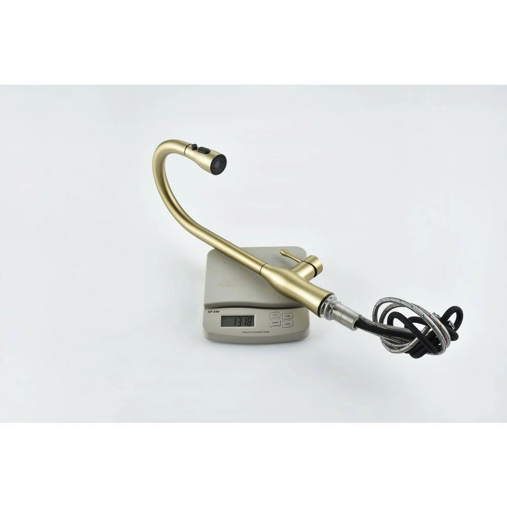 17.5-Single Handle Pull Down Sprayer Kitchen Faucet 360° Spout Swivel In Gold 5 17.5-Single Handle Pull Down Sprayer Kitchen Faucet 360° Spout Swivel In Gold - Image 5