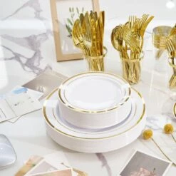 Gold/Silver Plastic Tableware Set-350-Pieces Gatherings Of 50+People -FURITURE SALE SHOP gold tahanbath serving sets z d01027heb3g 1f 1000