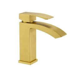Single Handle Single Hole Bathroom Faucet Spot Resistant In Gold