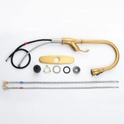 Single Handle Pull Down Sprayer Kitchen Faucet In Golden -FURITURE SALE SHOP golden tahanbath pull down kitchen faucets z w1932124131 4f 1000