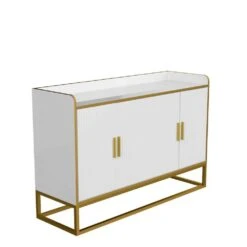 Modern Kitchen Buffet Storage Cabinet Cupboard White Gloss With Metal Legs For Living Room Kitchen -FURITURE SALE SHOP golden white tahanbath pantry organizers z w876134665 c3 1000