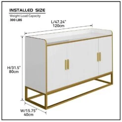Modern Kitchen Buffet Storage Cabinet Cupboard White Gloss With Metal Legs For Living Room Kitchen -FURITURE SALE SHOP golden white tahanbath pantry organizers z w876134665 fa 1000