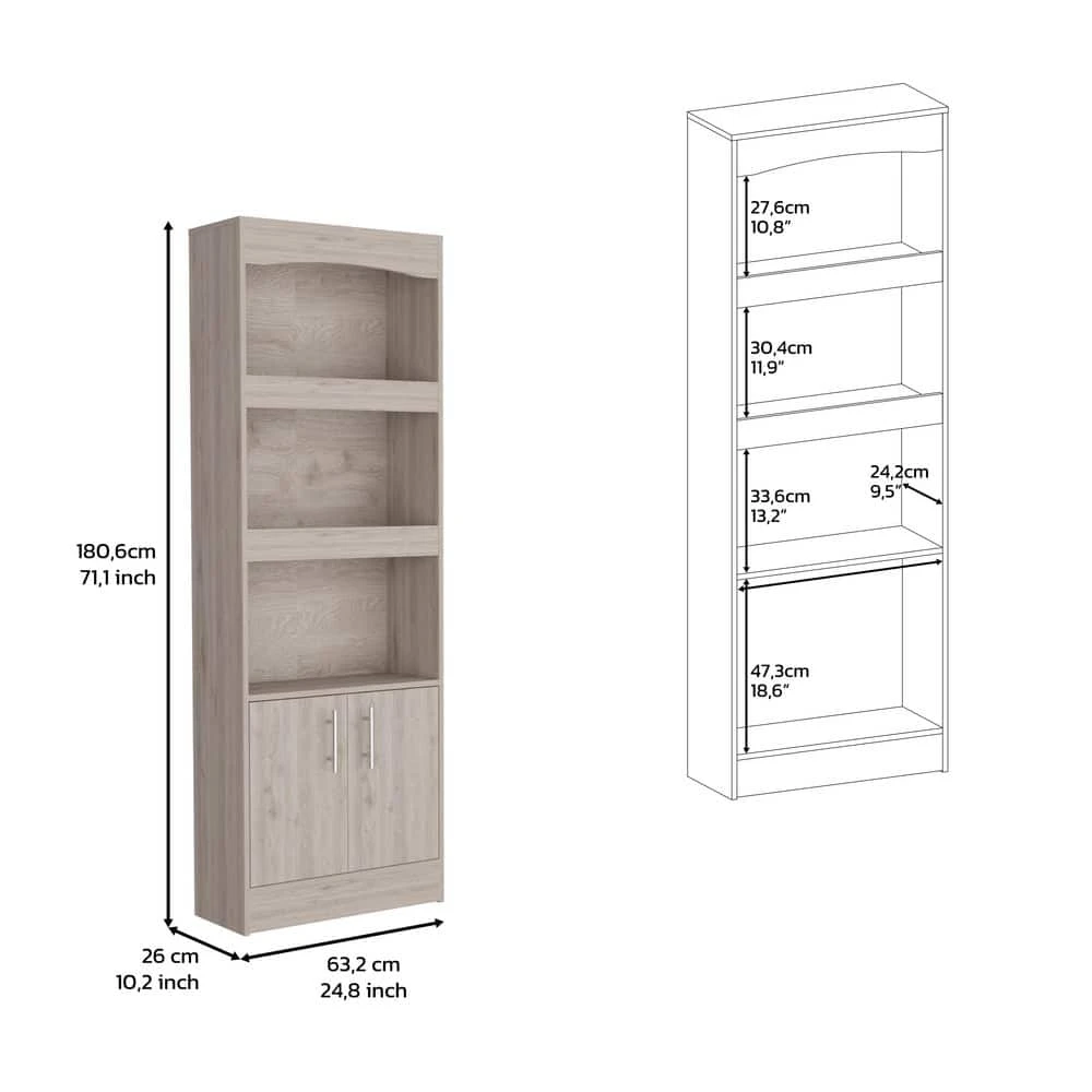 24.90 In. W X 10.40 In. D X 71.10 In. H Gray Particle Board Freestanding Linen Cabinet With 3 Shelves In Light Gray 3 24.90 In. W X 10.40 In. D X 71.10 In. H Gray Particle Board Freestanding Linen Cabinet With 3 Shelves In Light Gray - Image 3