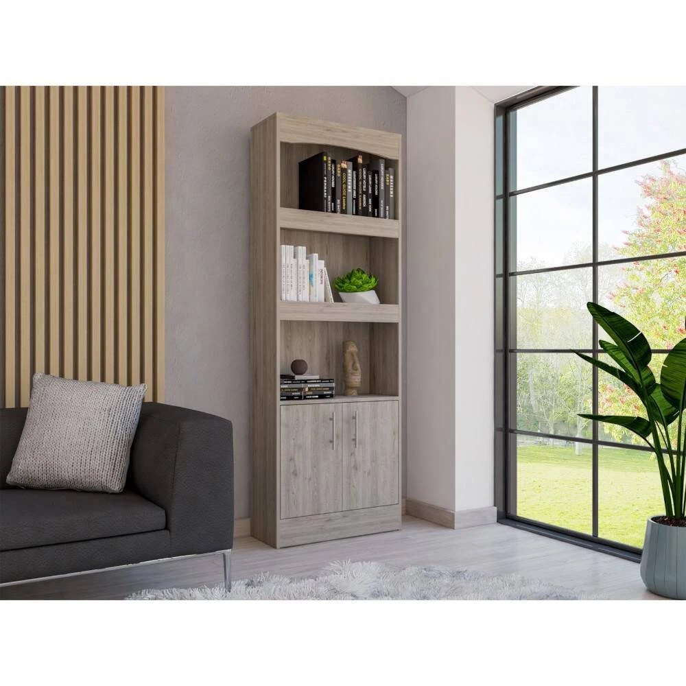 24.90 In. W X 10.40 In. D X 71.10 In. H Gray Particle Board Freestanding Linen Cabinet With 3 Shelves In Light Gray 2 24.90 In. W X 10.40 In. D X 71.10 In. H Gray Particle Board Freestanding Linen Cabinet With 3 Shelves In Light Gray - Image 2