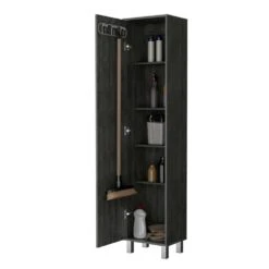 15.70 In. W X 11.70 In. D X 70.80 In. H Gray Wood Freestanding Linen Cabinet With 3 Broom Hangers In Gray 10 15.70 In. W X 11.70 In. D X 70.80 In. H Gray Wood Freestanding Linen Cabinet With 3 Broom Hangers In Gray -FURITURE SALE SHOP gray tahanbath linen cabinets ct xl p176120 1f 1000