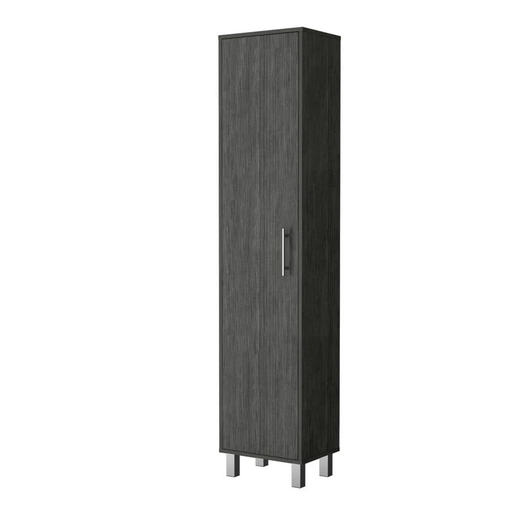 15.70 In. W X 11.70 In. D X 70.80 In. H Gray Wood Freestanding Linen Cabinet With 3 Broom Hangers In Gray 1 15.70 In. W X 11.70 In. D X 70.80 In. H Gray Wood Freestanding Linen Cabinet With 3 Broom Hangers In Gray