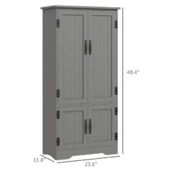 11.80 In. W X 23.50 In. D X 48.50 In. H Particle Board Freestanding Linen Cabinet With 4-Door And Shelves In Gray -FURITURE SALE SHOP gray tahanbath linen cabinets ct xl p249918 c3 1000