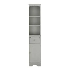13.4 In. W X 9.1 In. D X 66.9 In. H Gray MDF Freestanding Linen Cabinet With Drawer In Gray