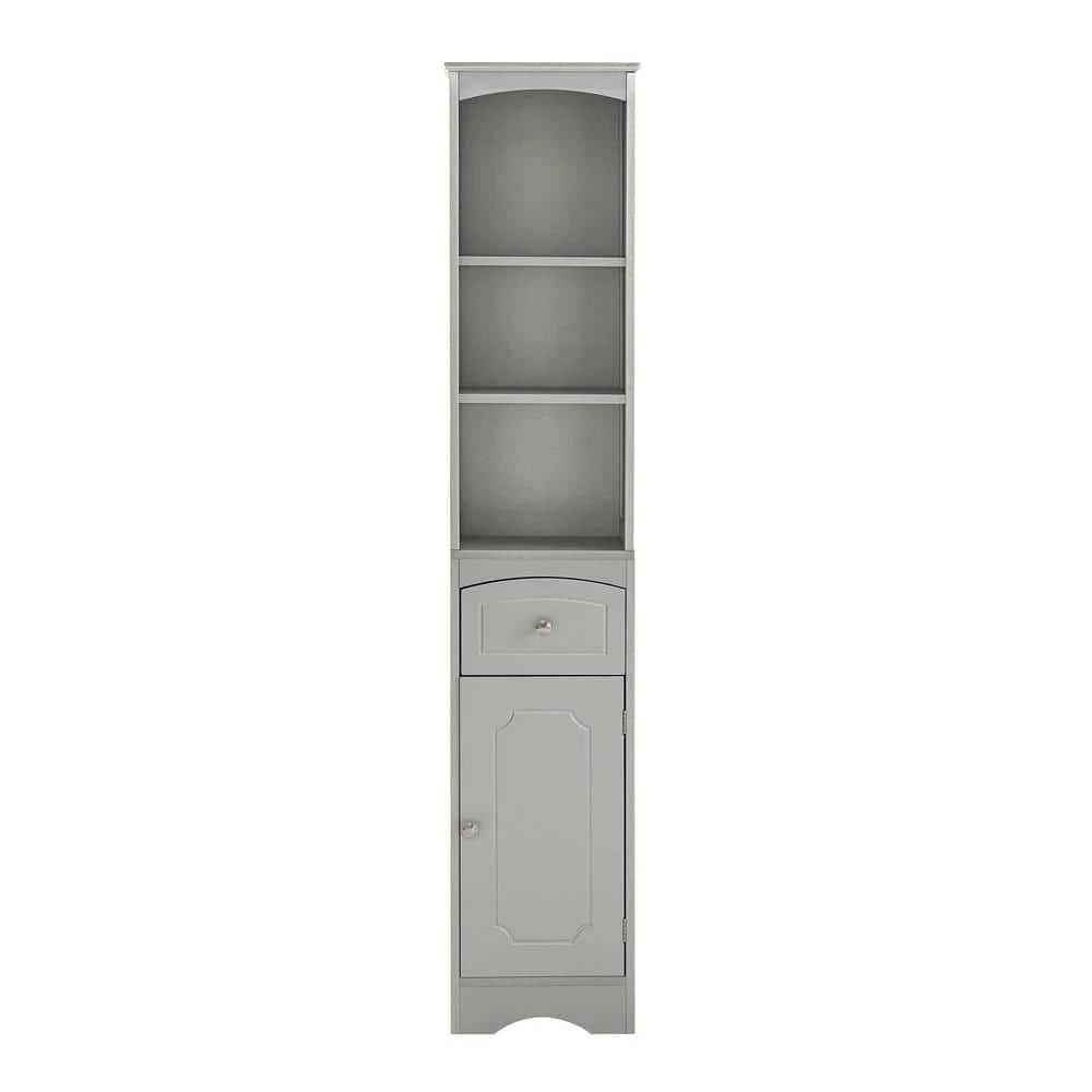 13.4 In. W X 9.1 In. D X 66.9 In. H Gray MDF Freestanding Linen Cabinet With Drawer In Gray 1 13.4 In. W X 9.1 In. D X 66.9 In. H Gray MDF Freestanding Linen Cabinet With Drawer In Gray