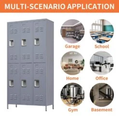 6-Door Metal Lockers 72in.H, Lock-Included In Gray -FURITURE SALE SHOP gray tahanbath pantry organizers z w688p207303 fa 1000