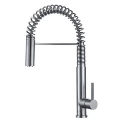 Single Handle Pull Down Sprayer Kitchen Faucet In Gray