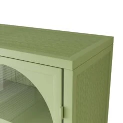 27.56 In. Green Glass-Door Wall Cabinet, Woven Pattern, 3-Tier, For Various Rooms -FURITURE SALE SHOP green tahanbath pantry organizers z w757135228 fa 1000