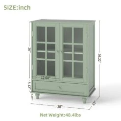 Minimalism Wooden Buffet : Double Glass Doors, Drawer In Green -FURITURE SALE SHOP green tahanbath pantry organizers z w75763041 c3 1000