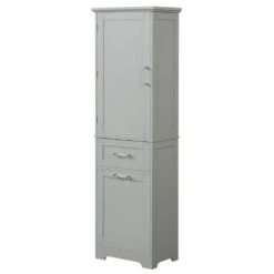 13.50 In. W X 20.00 In. D X 68.40 In. H Bathroom Storage Wall Cabinet In Grey